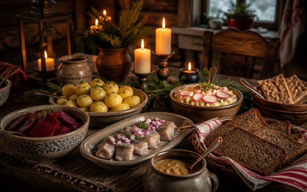 Julbord i lantlig stuga på Gammelgården, Djurgården